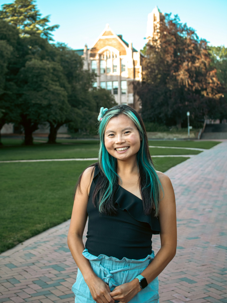 Person wearing a black dress.